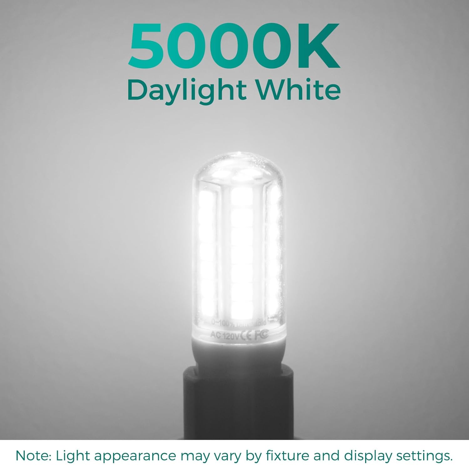 DiCUNO G9 LED Bulb 4W, Daylight White 5000K, 40W Halogen Equivalent, Chandelier Light Bulbs T4 G9 Bi Pin Base, Non-dimmable, 430lm, Replacement for Bathroom Vanity Lights, Pack of 6