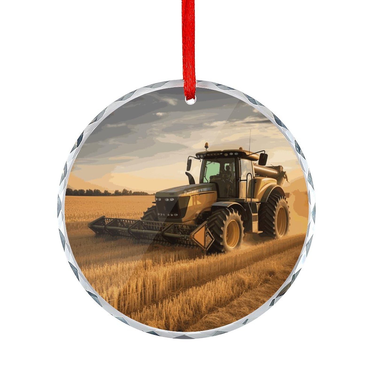 Fodpand Women's Style Farm Tractor Harvest Round Glass Ornament Keepsake Gift Exchange Ideas Car Decor,Christmas Ornaments For Tree Window Garden Ornaments