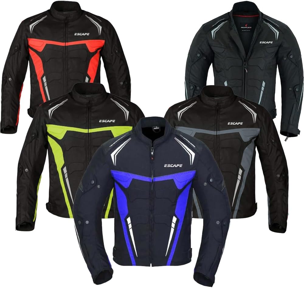 Escape Maverick Motorcycle Jacket, CE Armor Protection, Waterproof Cordura, All-Season Riding Gear, Black