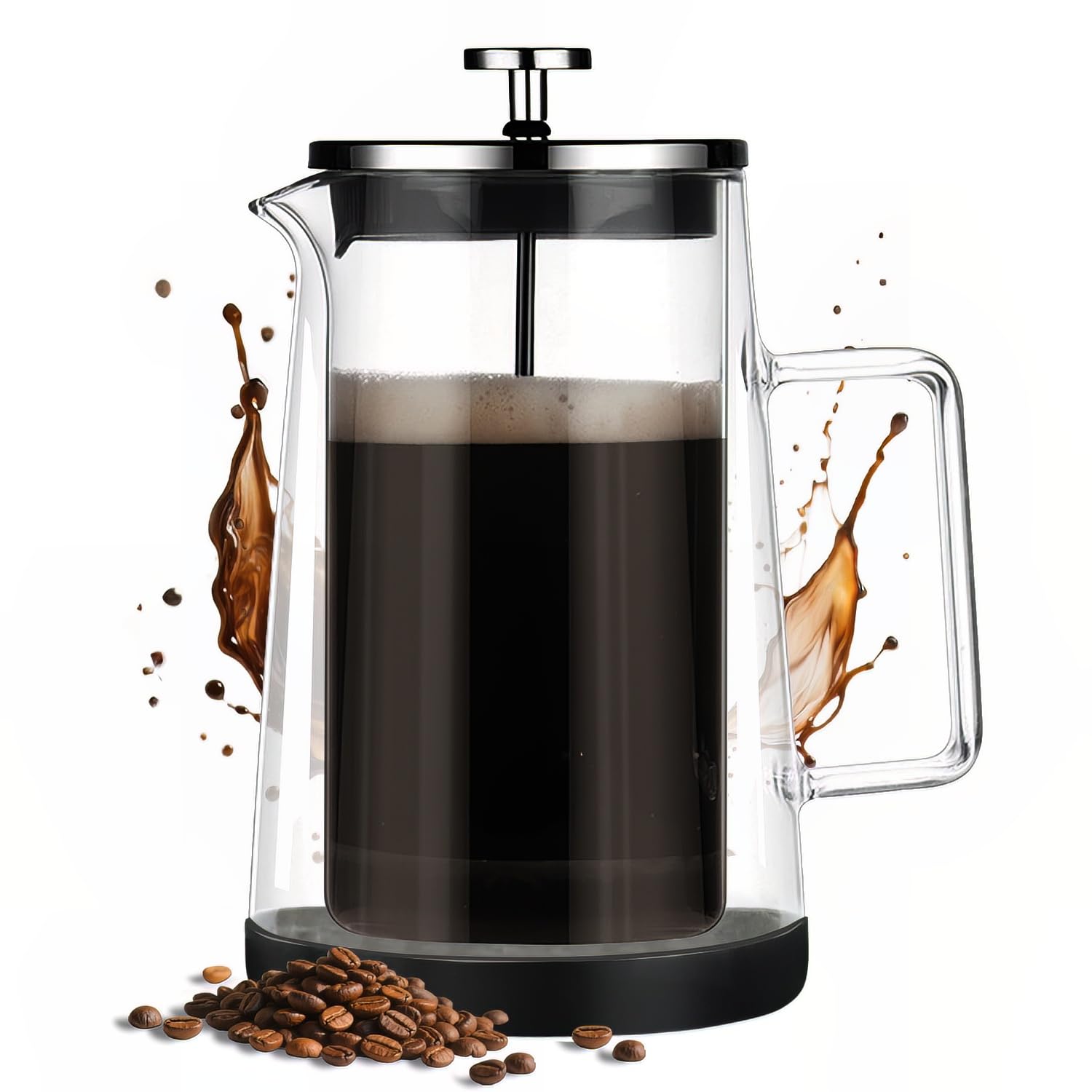 Caffettiera francese da 963,9 g, in vetro borosilicato isolato a doppia parete, manico ergonomico, idea regalo per caffè e tè