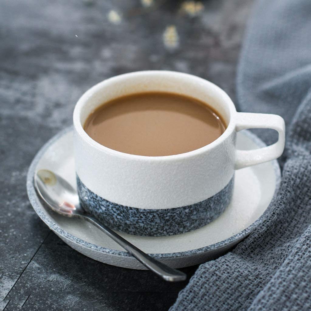 Set da tè in Porcellana British Royal Series, 4 Tazze e piattino per 4, per tè/caffè, con Supporto in Metallo, Set da tè Bianco, Set di tè pomeridiano Domestico Set da tè
