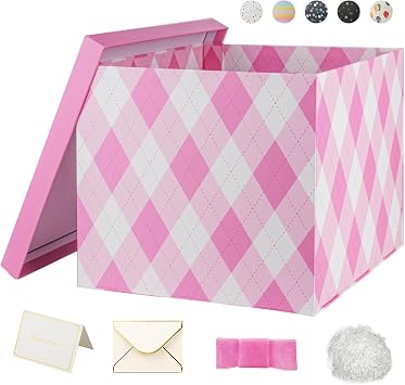 YINUOYOUJIA Luxury Pink Gift Box with Lids 12x12x10Inches | Birthday Present Box,Gift Boxes with Ribbon Card Shredded Paper for Christmas Party Valentines Day Mothers Day Anniversary.