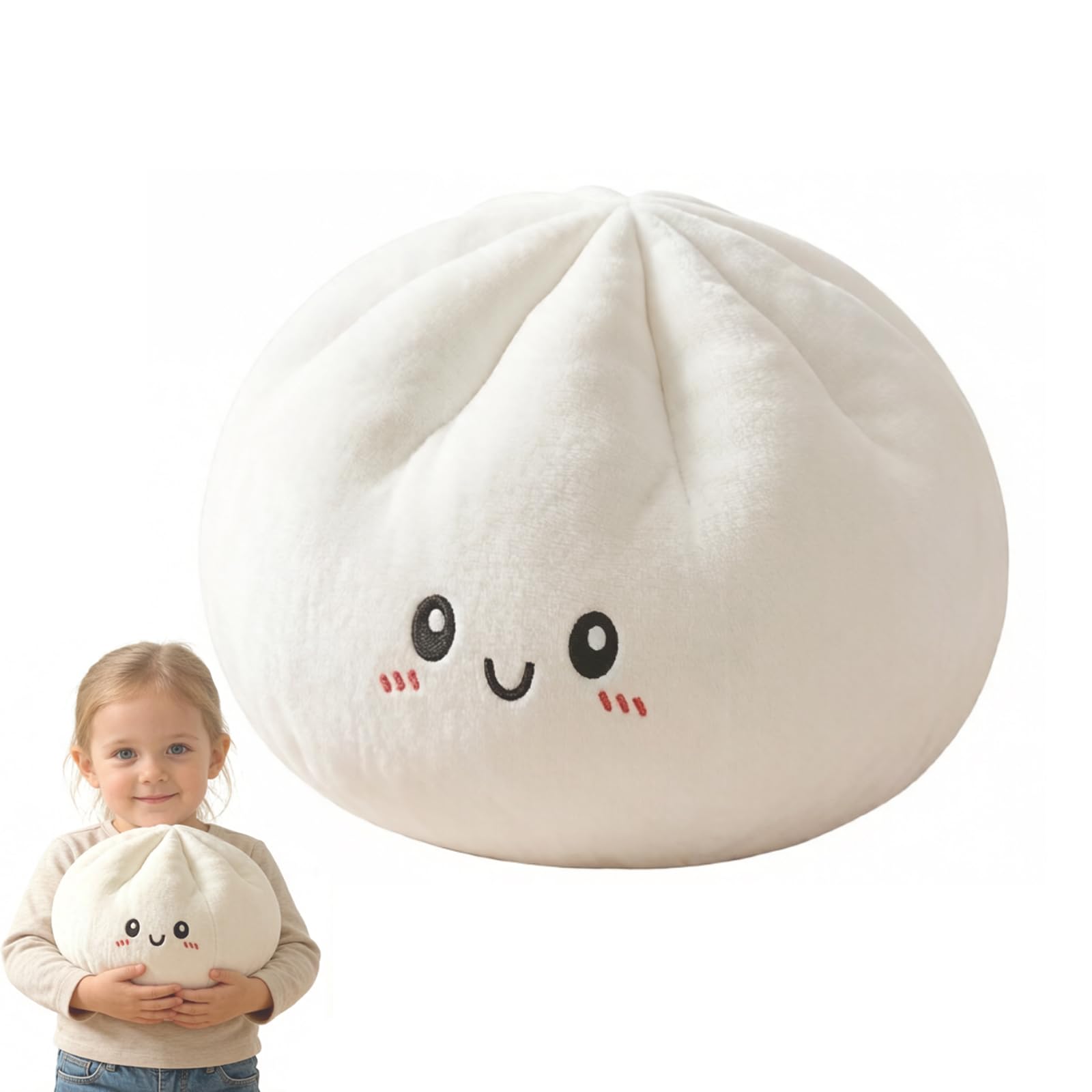 Photo 1 of Giant Dumpling Stress Ball, Big Steamed Bun Plush Pillow Fidget Toy, Helps with Stress Relief Squeeze Ball for Kids & Adults (White)
