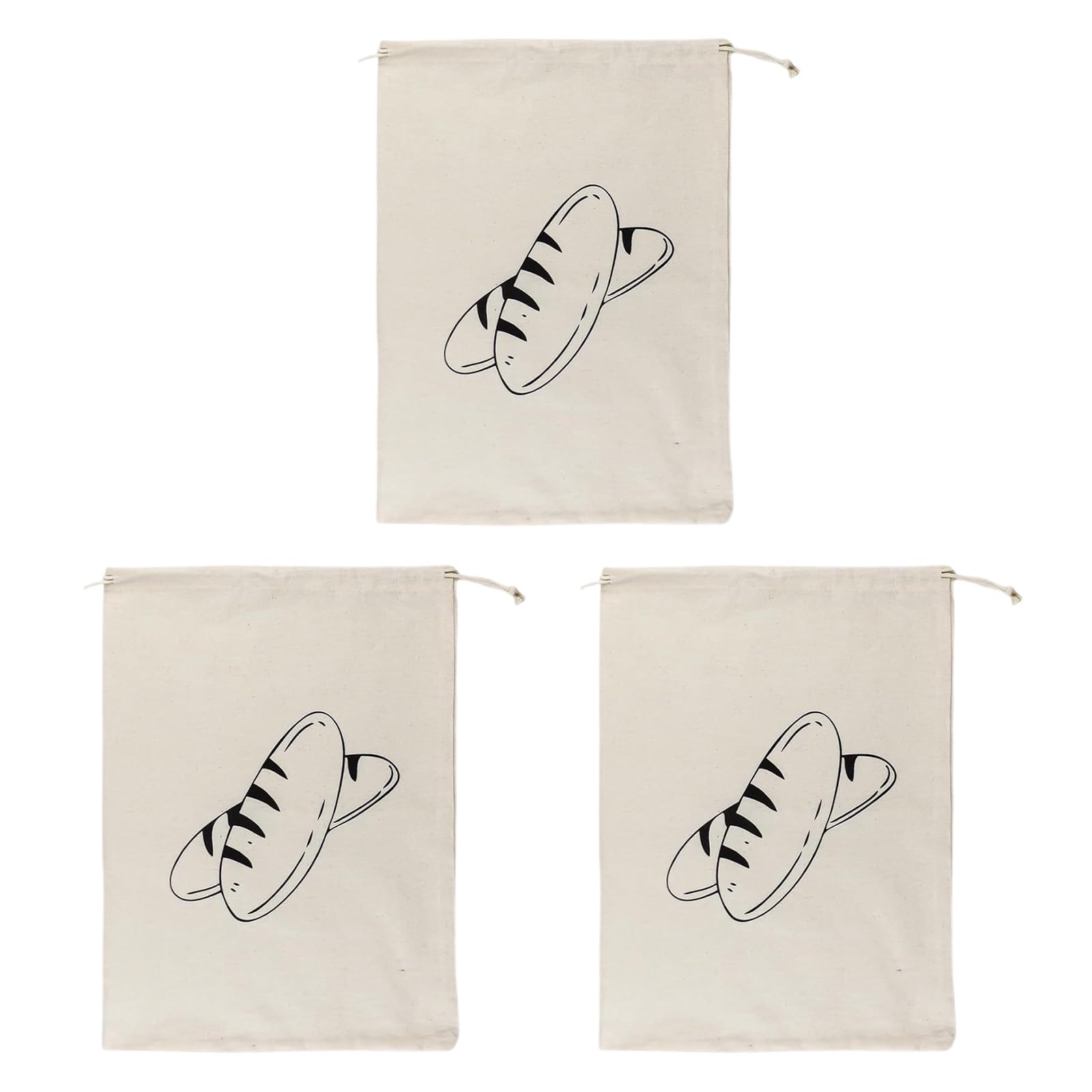 3pcs Linen Bread Bags with Drawstring Simple Design Bags for Bread Snacks and Produce Preservation User Friendly Food Bag