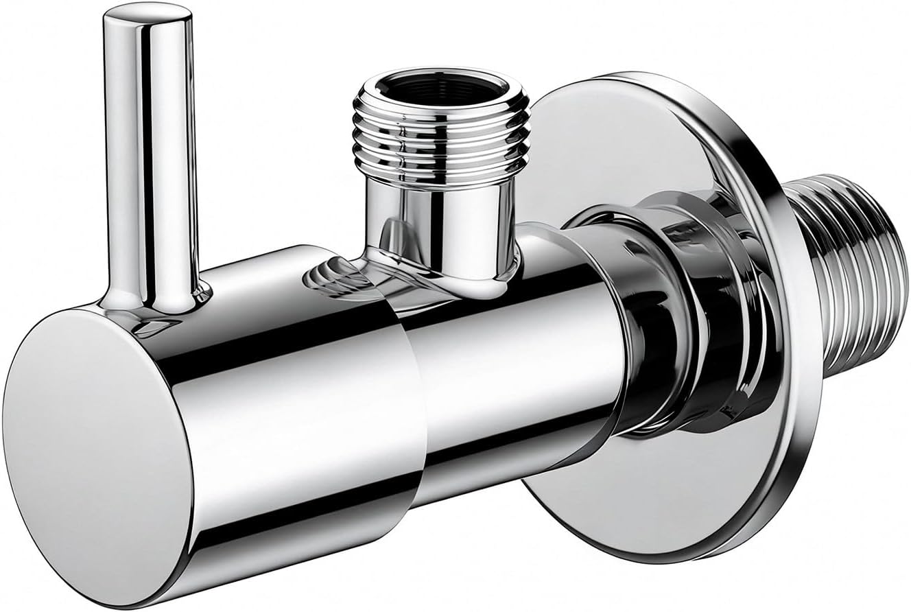 Ibergrif 1/2" x 3/8" BSP Angled Isolating Valve, Chrome Brass Angle Stop Valve for Basin Sink & Heating System, Wall Mounted, M22025-3/8