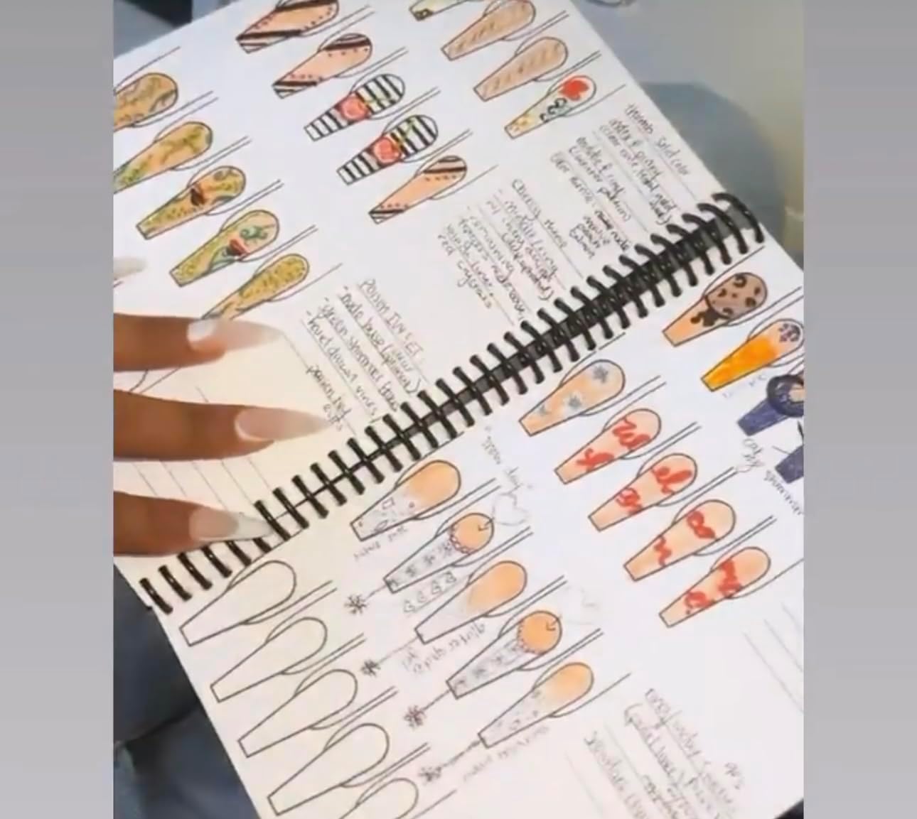 Nail Art Workbook Make Your own Decal Stickers Reusable Gel Nail Design Practice Book for Gel Polish Acrylic Nail foils Crystals Rhinestones Glitter Cartoon Nail Design Guide (2)