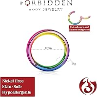 Vista 40 de Forbidden Body Jewelry - Piercing para la nariz de acero quirúrgico 316L con bisagra, 14G, 16G, 18G, diámetro de 15/64, 5/16, 25/64, 15/32 pulgadas