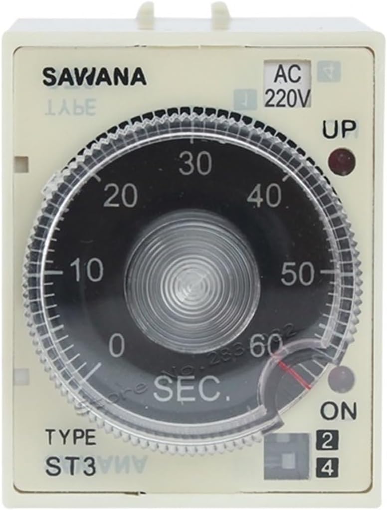 Interval Delay Time Relay Digital Timer ST3PG-E AC220V 110V 380V DC 24V 12v Time Relays 8 pin 60s/10min/60min/6h SPDT with Base (Color : 60S 10M 60M 6H, Size : AC 110V)