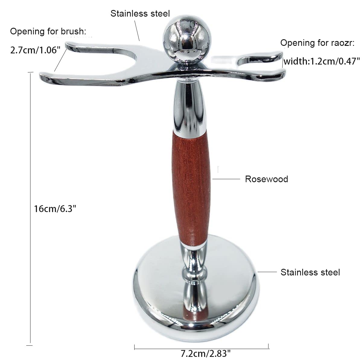 Porta rasoio Pratico supporto for pennello da uomo for rasoio, kit porta pennello da barba in acciaio inossidabile in palissandro moda, set da barbiere professionale for strumenti da barbiere