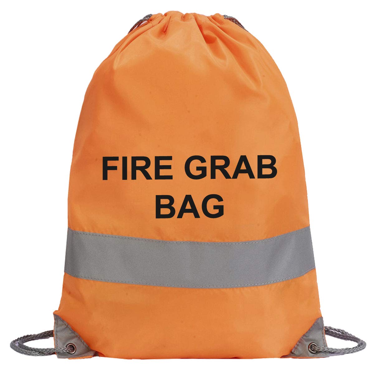 Workwear World Hi Vis Orange School Evacuation High Visibility Fire Grab Bag - Printed Documents & Equipment Reflective Trim Drawstring Sack Bag (Hi Vis Orange)