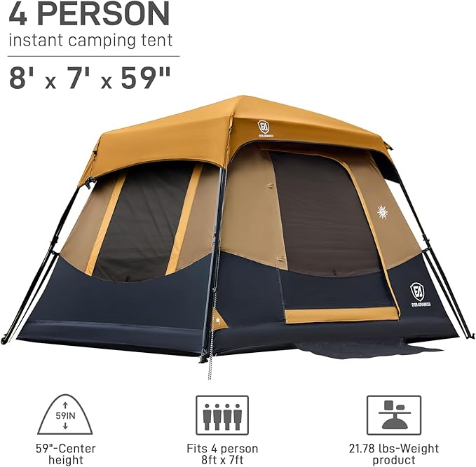 Carpa EVER ADVANCED 4 Personas Blackout Camping Instantánea 60s 8x7x59 pulg miniatura 7