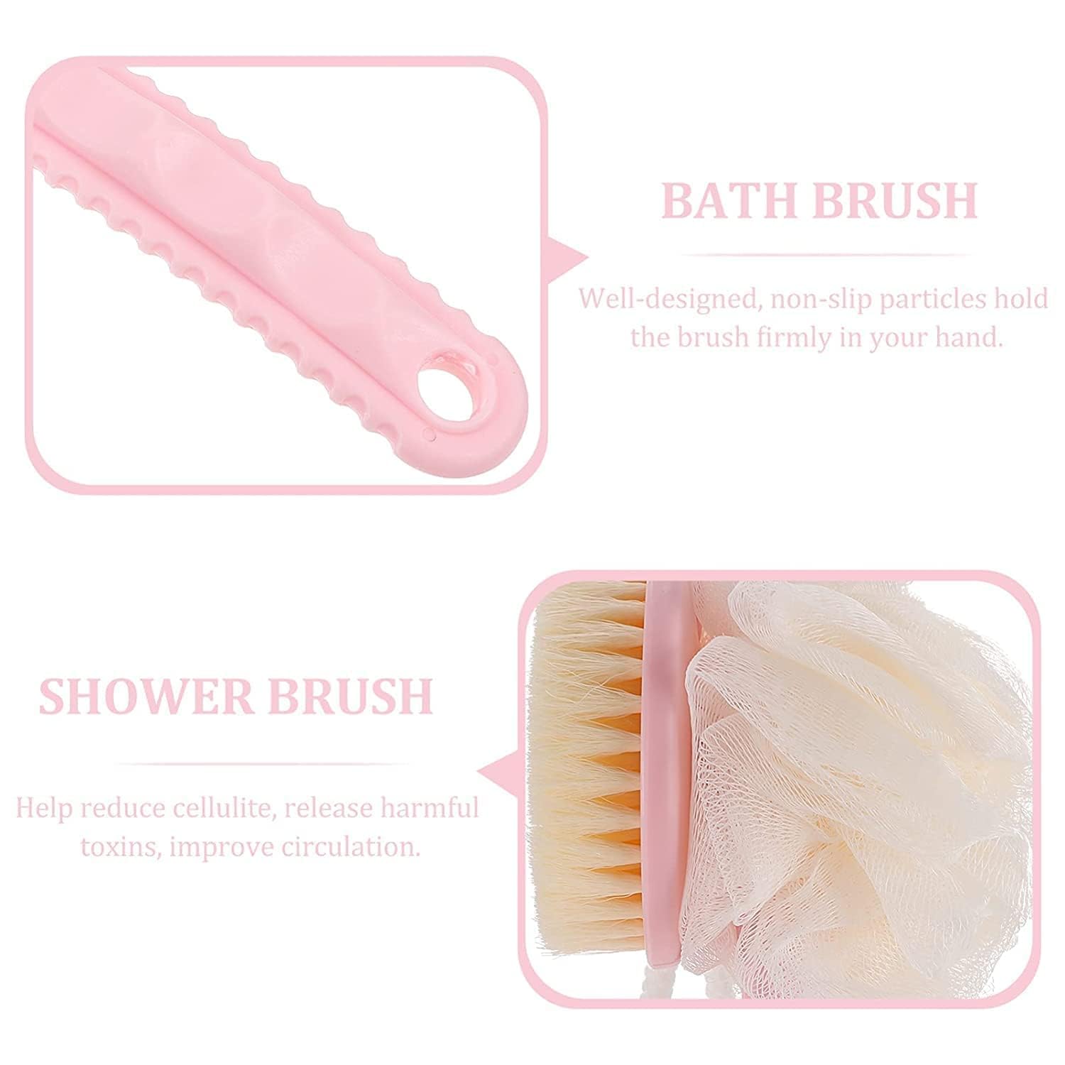 Swarahandier 2 in 1 Body Brush & Back Brush with Long Handle, Soft Bath Brush for Shower, Exfoliating & Deep Cleansing for Men & Women (Multicolor) 1