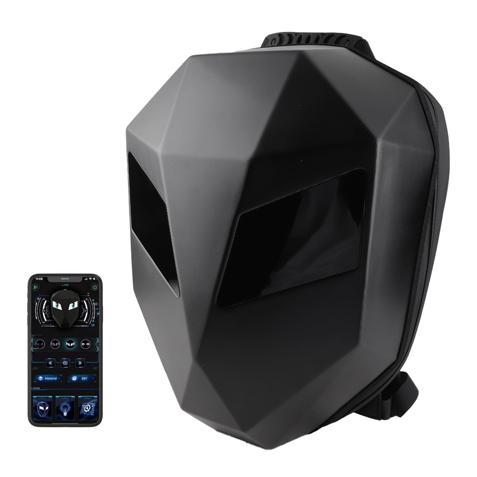 Marhynchus Zaino LED con Controllo APP Zaino Programmabile per Laptop da Moto con Schermo a Colori 48x48 Programmabile con Guscio Rigido Impermeabile Alimentato Tramite USB per Viaggi in