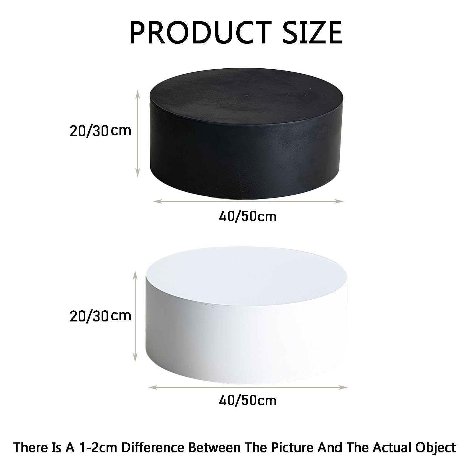 Pedestal cilíndrico Redondo Negro para exhibición de Objetos de colección y maniquíes, Plataforma de elevación de 40 x 20 cm para decoración del hogar y escaparate de Tiendas de Ropa.