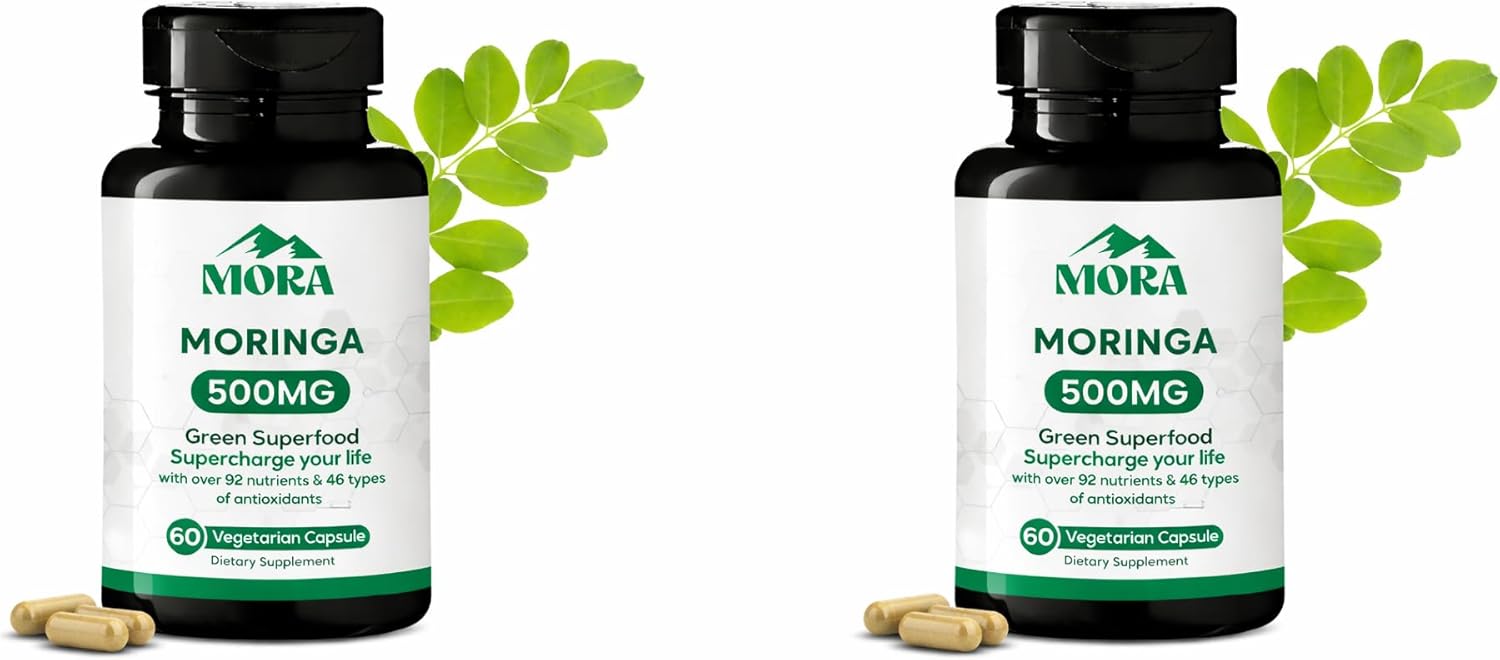 Well-Being MORA Moringa Oleifera Capsules – Premium Leaf Extract – Green Superfood Supplement – Vegan – 120 Capsules