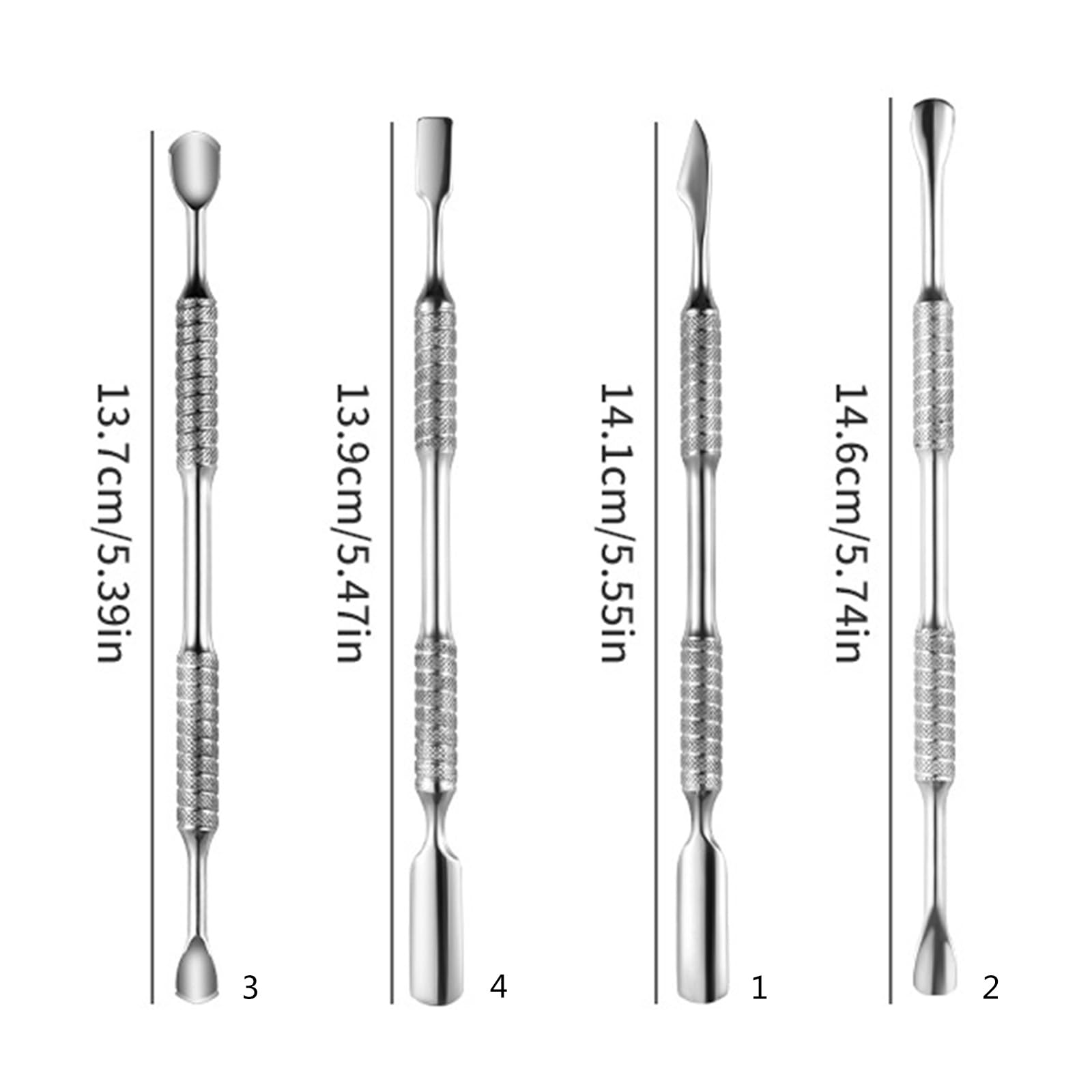 Spingi cuticole in acciaio inossidabile Spingi per unghie a doppia estremità Spatola in metallo Pulitore per unghie Rimozione cuticole per manicure pedicure 2 in 1 Spingi per unghie Spingi cuticole in