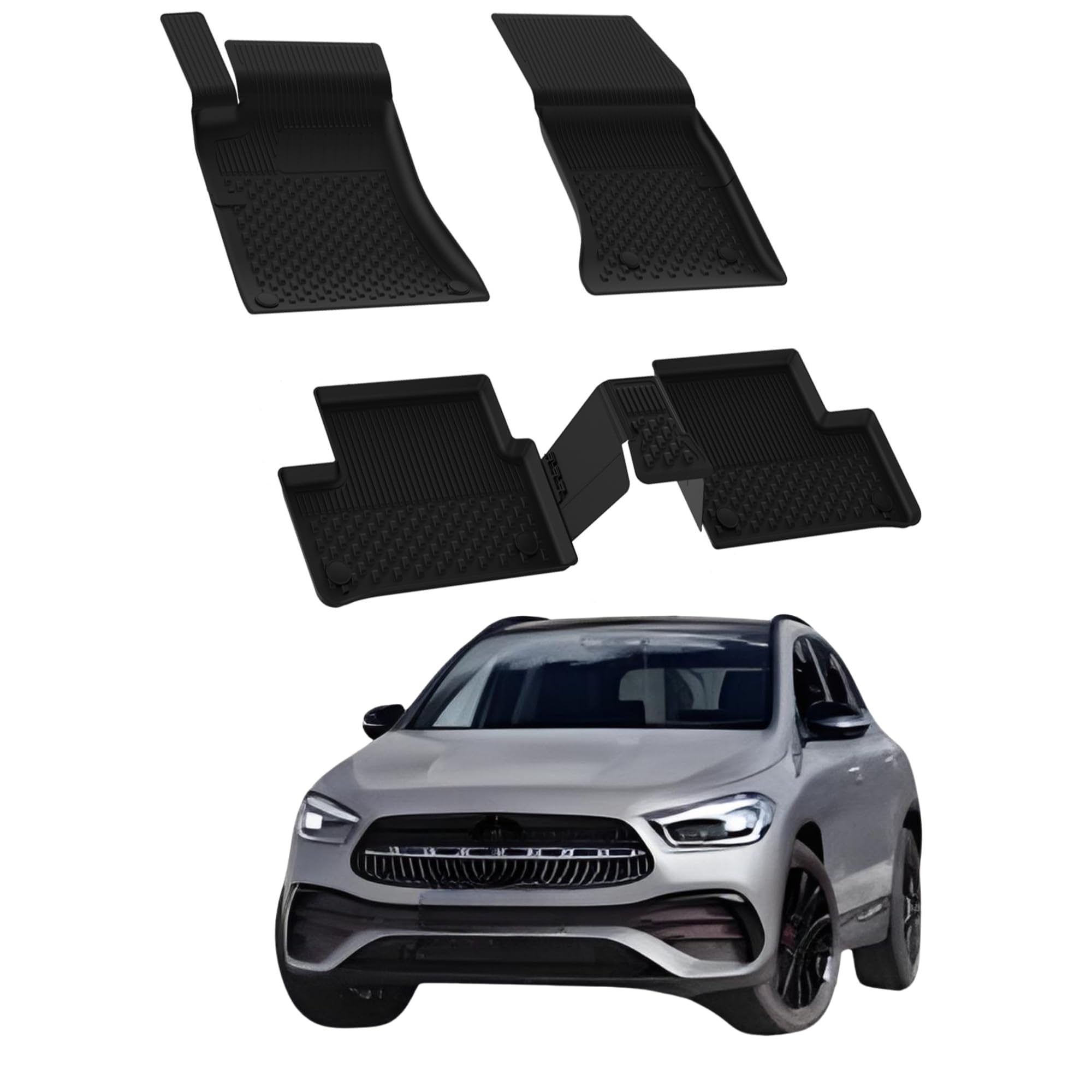 Alfombrillas para Mercedes GLA H247 2019-2026 | 4.5D Premium TPE Goma Alfombrillas de Coche Antideslizante Alfombrillas de Goma Impermeable Coche Alfombrilla Negro