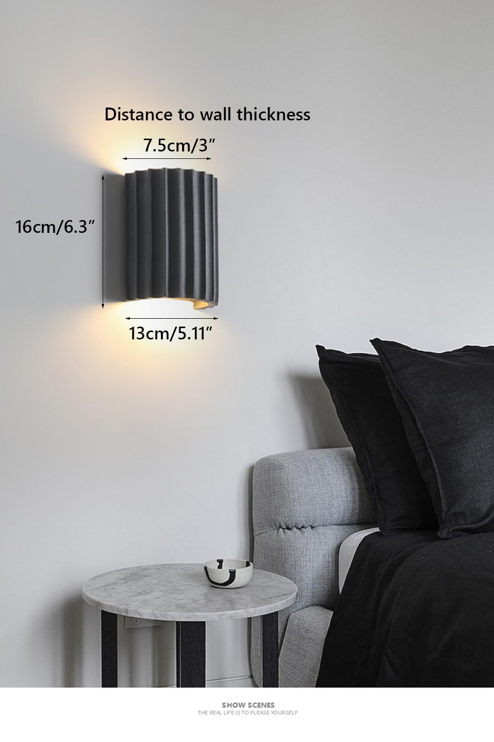 Moderna Applique da parete in resina Creativo Semplicità sfondo parete apparecchi di illuminazione Soggiorno lampada da parete comodino luci da parete per lo studio camera da letto ingresso (Grey)