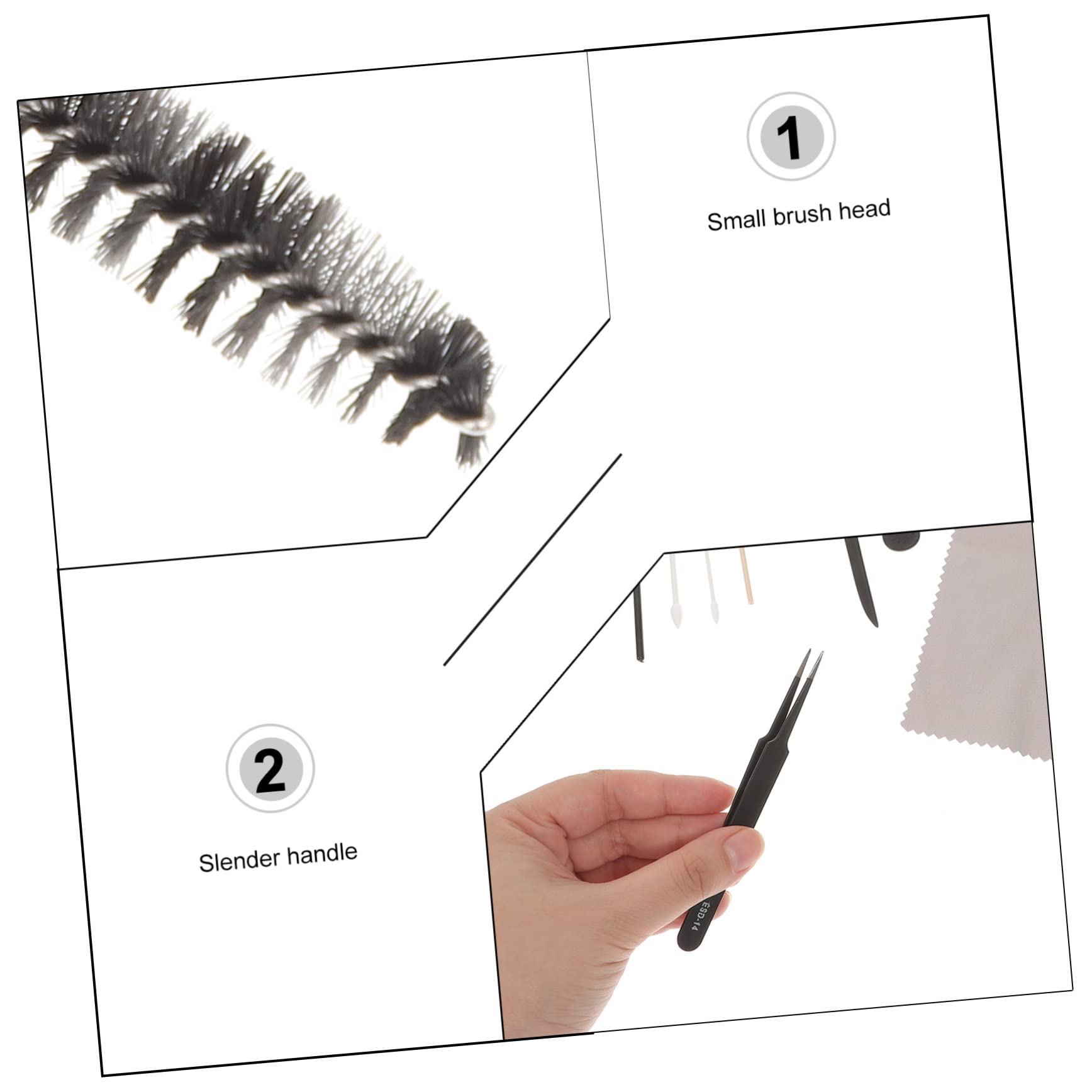 BESTonZON 3 Set E Kit Per La Pulizia Degli Auricolari Tastiera Cablata Auricolare Per Laptop Pulitore Del Telefono Manico a Fisarmonica Camera Digitale Nylon Pezza Per Pulire
