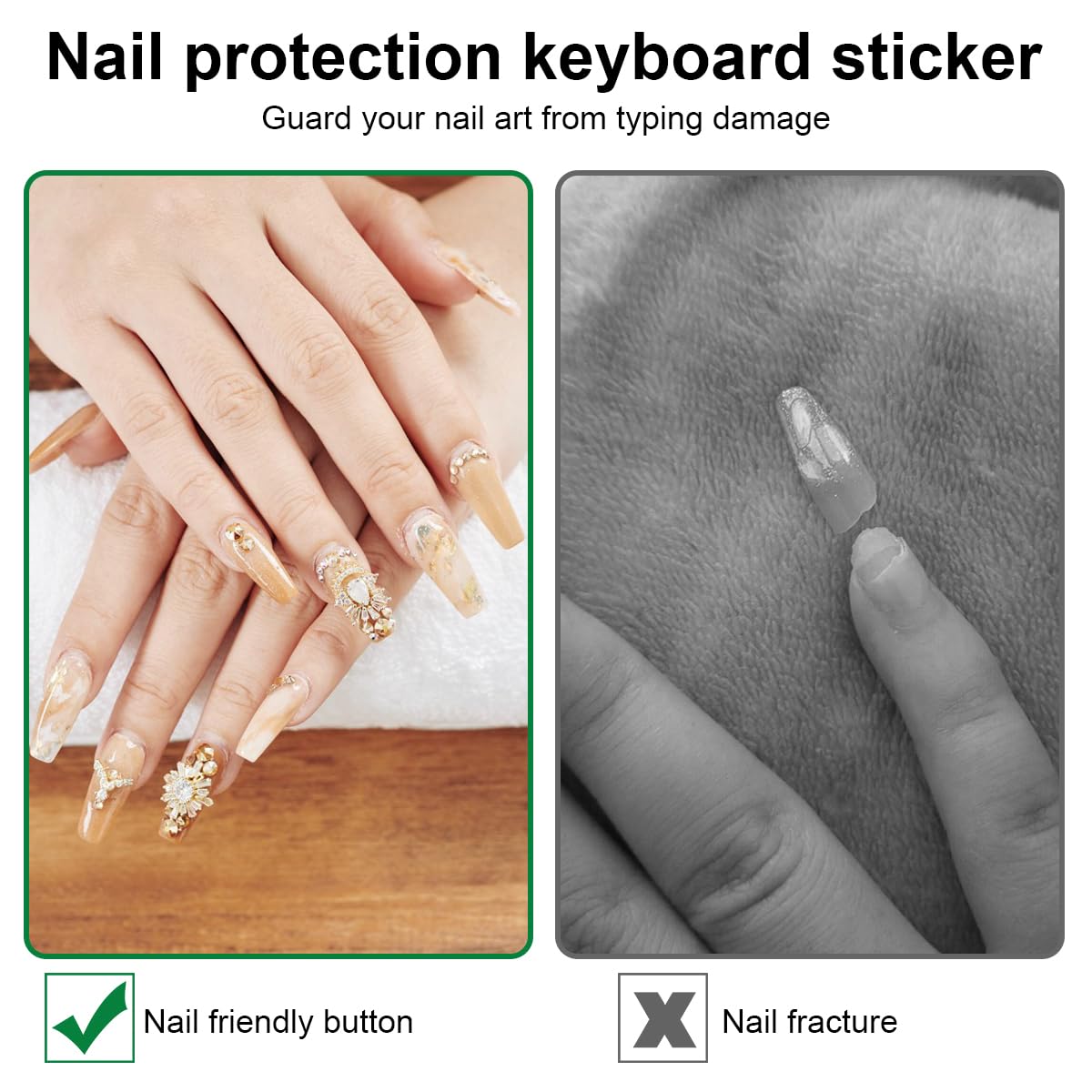 Boutons Surélevés Pour Ongles Longs | Autocollants Clavier À Touches