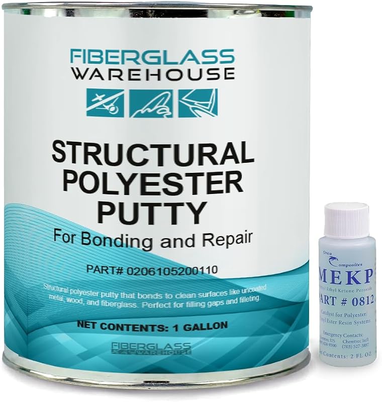 Massa Estrutural de Poliéster com Fibras de Vidro para Reparo e União – Fiberglass Warehouse, balde de 3,8 L