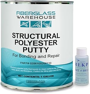 Structural Polyester Putty for Bonding and Repair - Filled with Fiberglass Fibers for Extra Strength. Patching, Filling or Bonding for Automotive and Marine Appliciations. (Gallon)