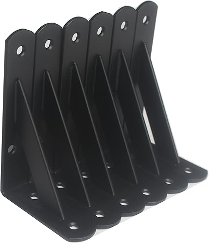 Vista 36 de Paquete de 4 soportes de estante resistentes de 8 pulgadas de largo x 6 pulgadas de alto con tornillos, soportes de estante de metal, soportes