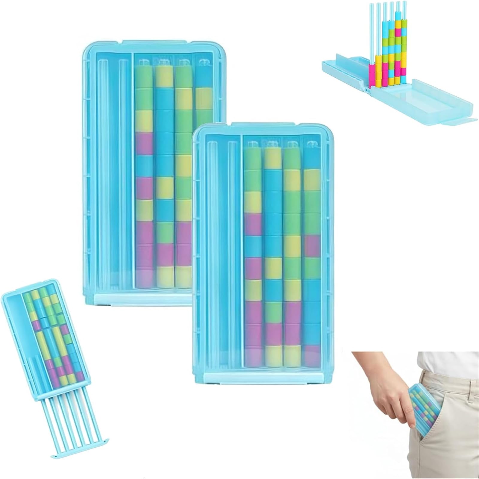 HOUKUNKA Mini Color Stack Challenge – Portable Brain Teaser Travel Game with 40 Color Rings, Compact Stack and Sort Color Ring Challenge, Perfect Fun Gift for Focus and Logic Training (2PCS)