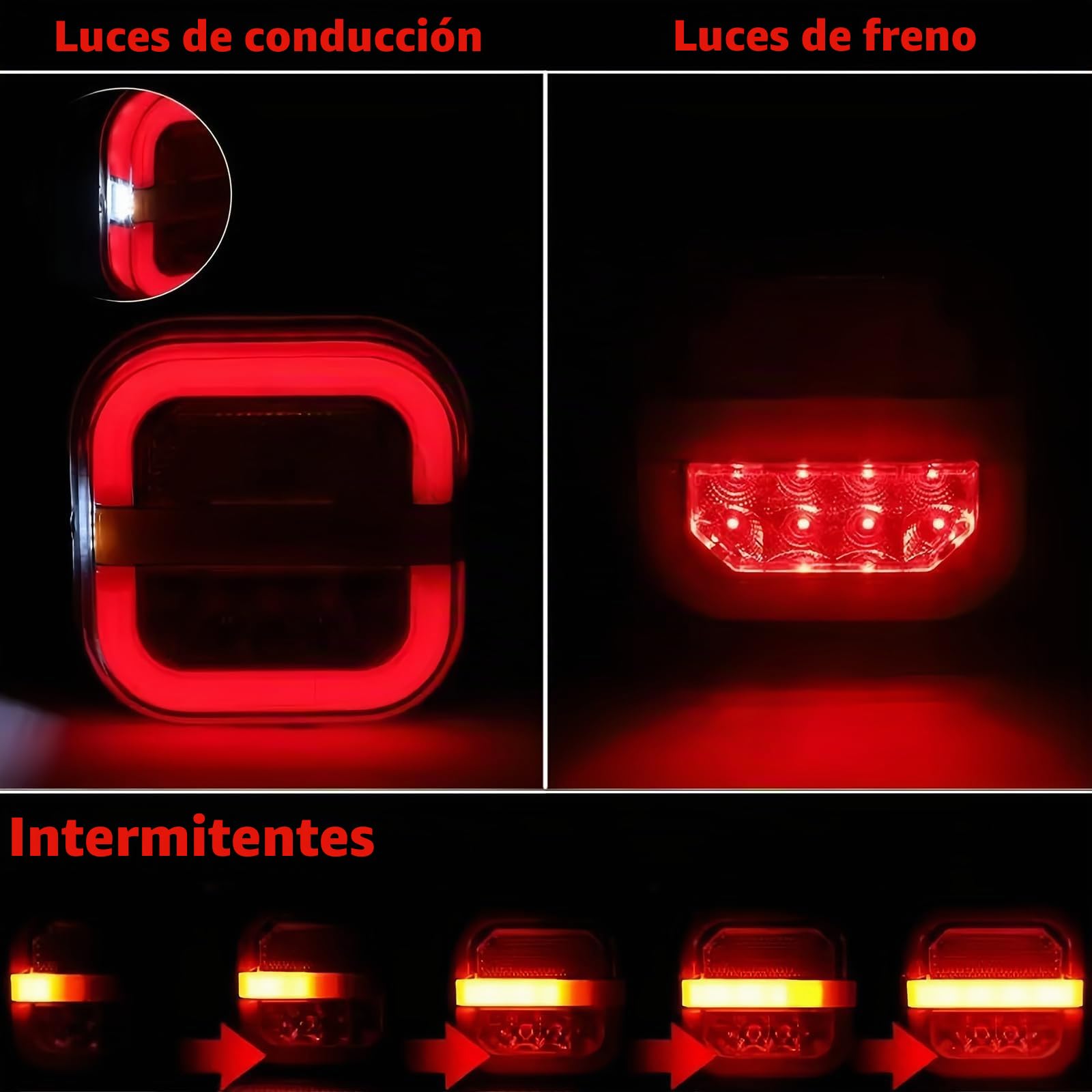 Luz De Remolque Trasera 2 Luces Led 12v - 36V Luz Señal De Giro Luz De Accionamiento De Freno Función Indicador De Cable Impermeable 210mm, Adecuada Para Autocaravanas De Remolque