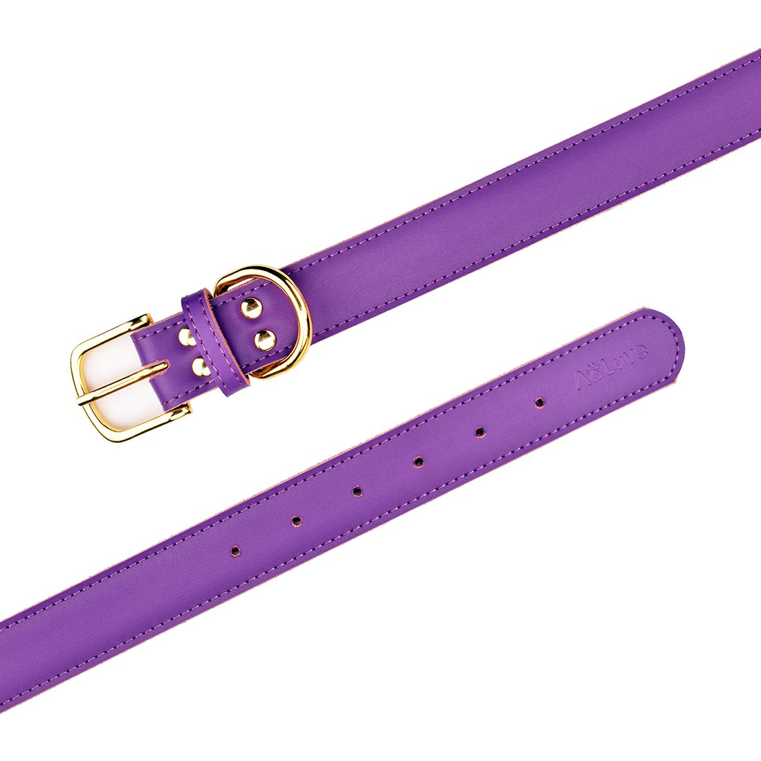 Aolove Basic Classic Padded Leather Pet Collars for Cats Puppy Small Medium Dogs (17inch-22inch Neck * 1.2inch Wide Purple)　並行輸入品 Aolove Basic Classic Padded Leather Pet Collars For Cats Puppy