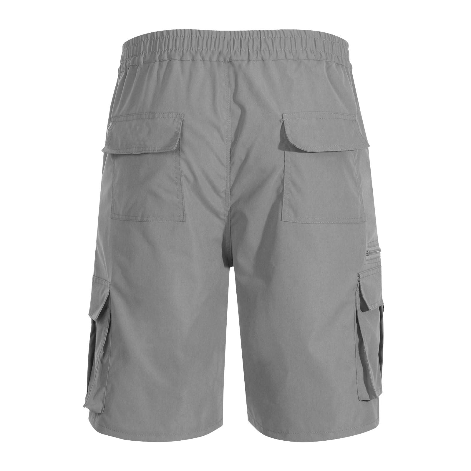 Short cargo pour homme avec plusieurs poches, taille élastique, cordon de serrage, couleur unie, longueur genou, design décontracté athlétique pour un usage quotidien, l'entraînement en plein air
