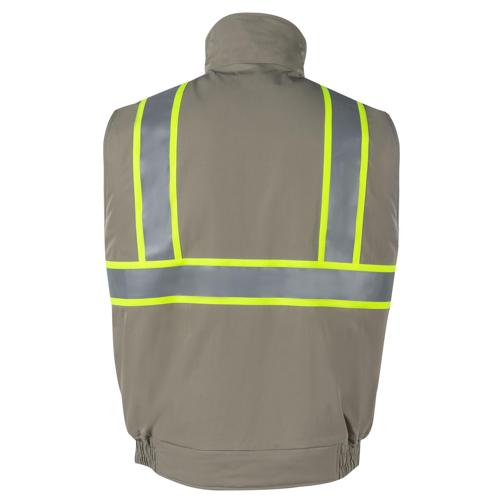 VENDACE Safety Vest High Visibility Reflective Fleece Winter Vest for Men with Pockets Water-Resistant Hi Vis Construction Work Vest (Olive Green,L)