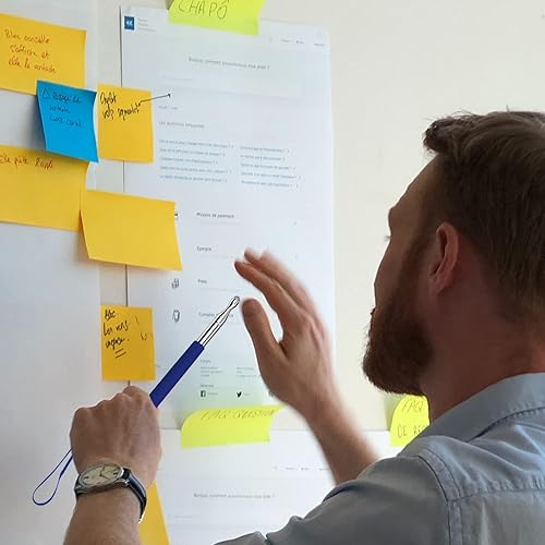 Miniatura 7 de Puntero telescópico, puntero de enseñanza, con función de escritura capacitiva, punta de bolígrafo reemplazable, con cordón (azul)