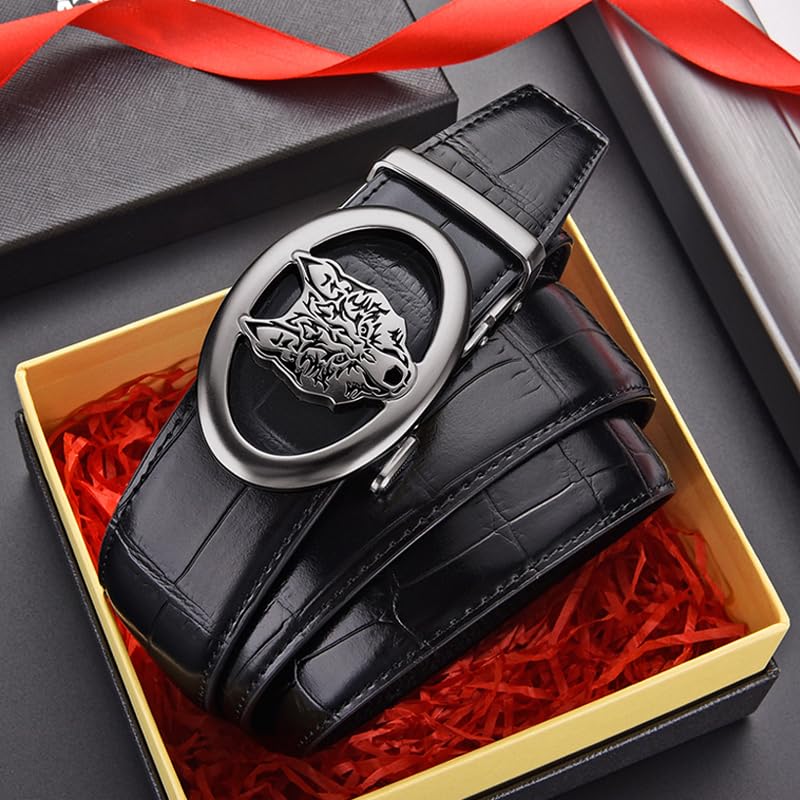 Mens Belts Leather Ratchet Belt Black Belt Men Dress Slide Adjustable Click Belts for Men