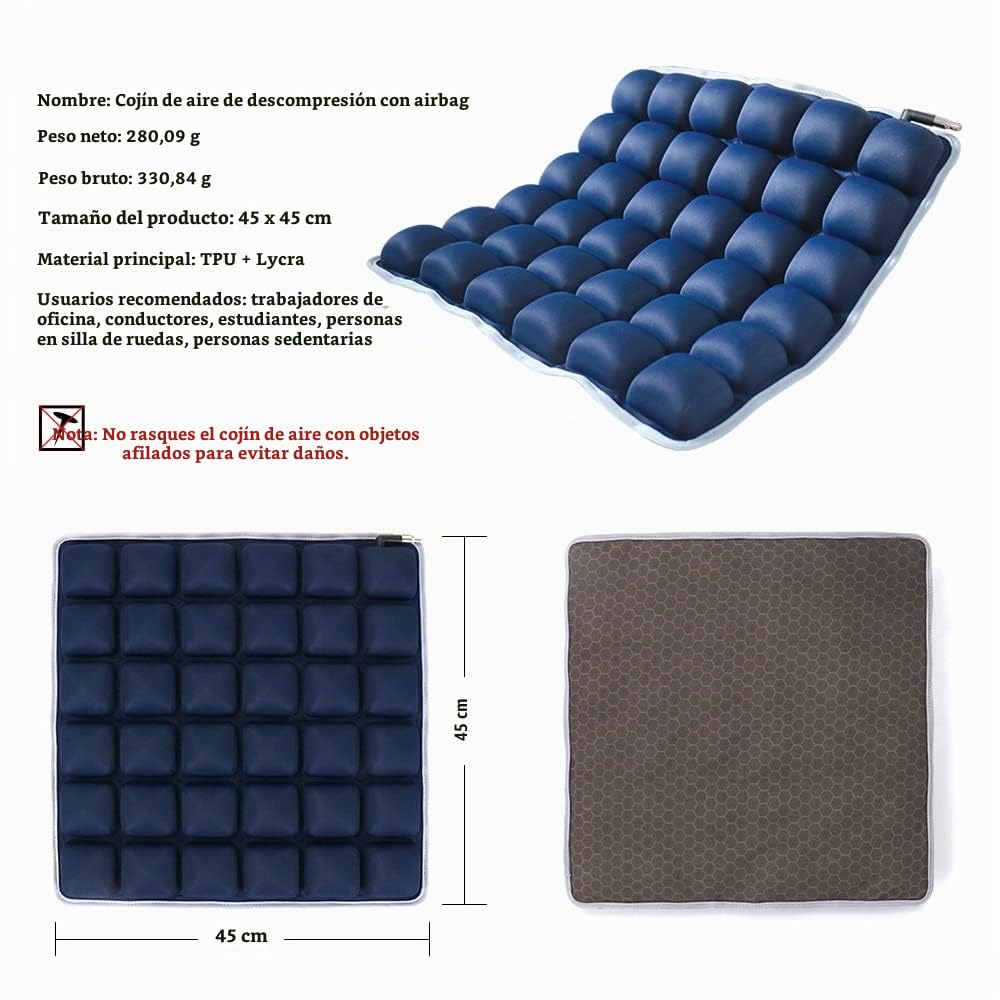Cojín Antiescaras de Aire, Cojín de Asiento Aire de Descompresión Prevención de Llagas en la Piel