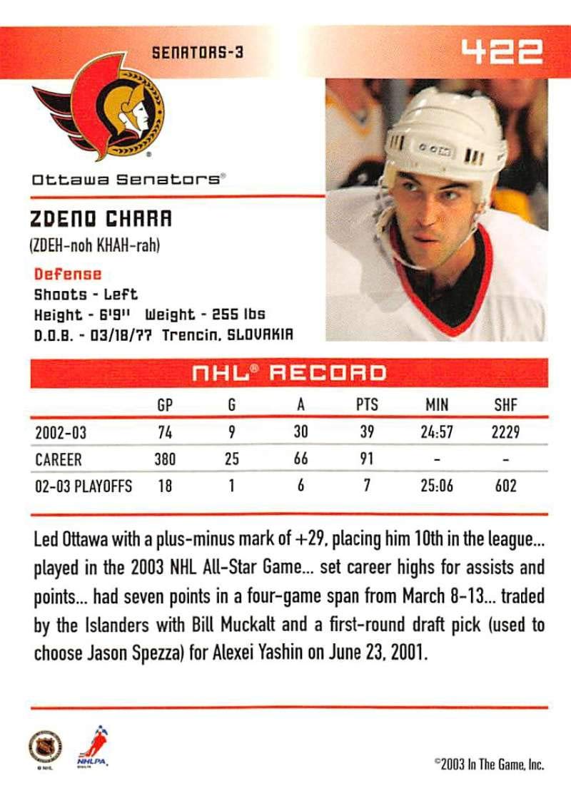 Amazon.com: 2003-04 In The Game Action Hockey #422 Zdeno Chara