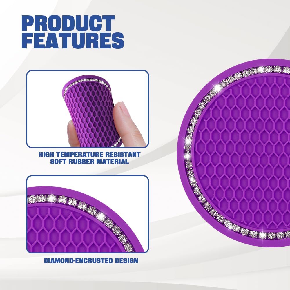 4-Pack Car Cup Holder Coasters - Anti-Slip Silicone Inserts For Spill Protection