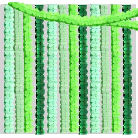 GAKA 12PC Four Leaf Clover Paper Garland Party 120ft Green Streamers Tissue Paper Hanging Flower Garland for Dinosaur Theme,St.Patrick's,Jungle Birthday,Wedding,Christmas Party Decorations Cover