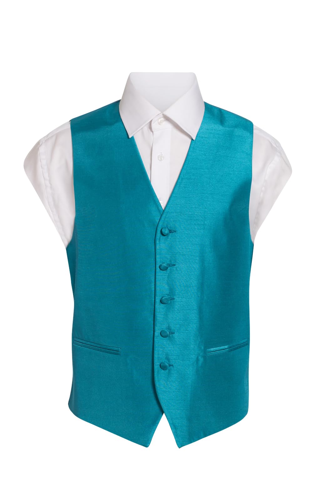 Dobell Mens Turquoise Waistcoat Regular Fit Dupion 5 Button-S (34-36in)