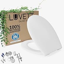 LUVETT Environmentally Friendly Toilet Seat R700 Oval with Soft-Close Mechanism, Blue Angel Certified, Removal Function and 3 Mounting Variants (White)