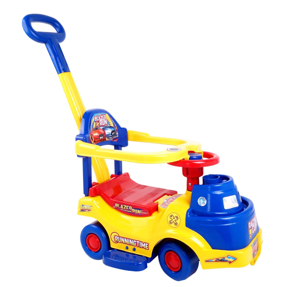Montable Infantil Tipo Correpasillos con Empujador Trasero, Botón Musical y Claxon, Cajera Porta Juguetes Integrada, Diseño Colorido para Juego Activo en Casa - PROMEYCO