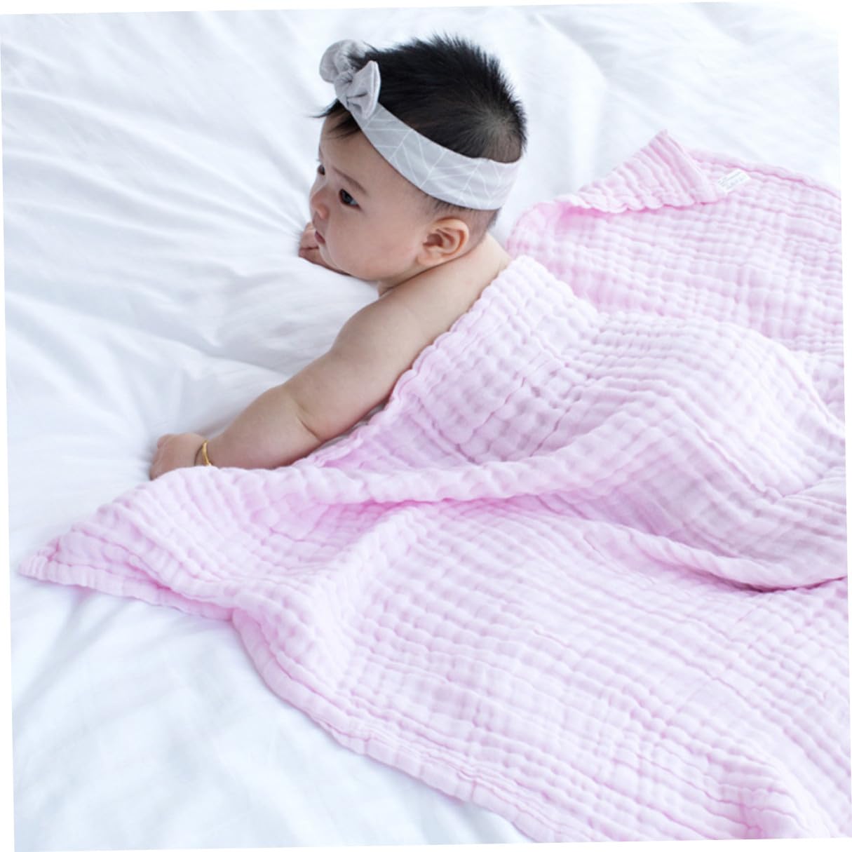 3 Stück Babydecken aus Weicher Baumwolle mit Komfort und Sanftheit Puckdecke für Neugeborene für Indoor und Outdoor Nutzung