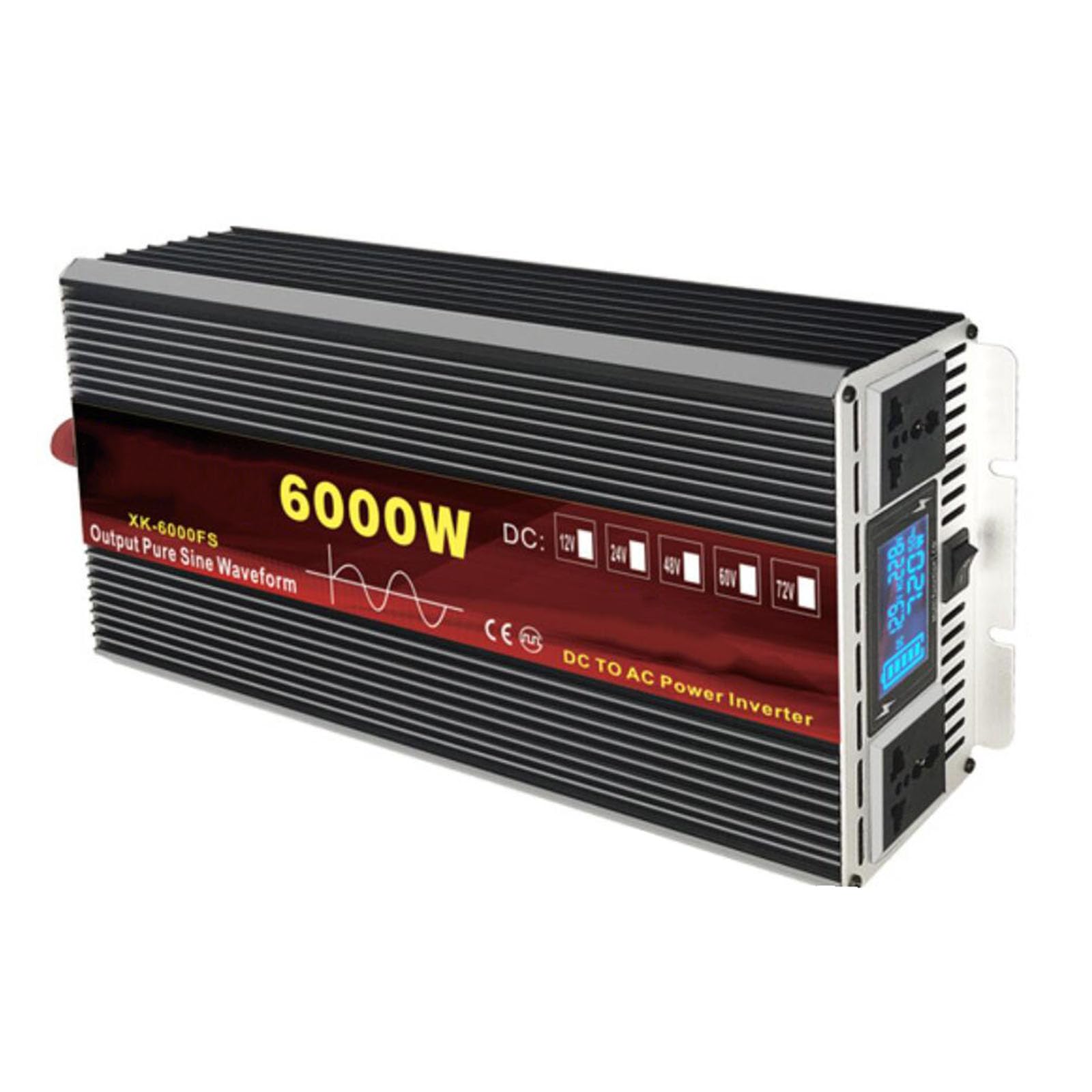 Pure Sine Wave Power Inverter 3000W 4000W 5000W 6000W DC 12V/24V/48V/60V to AC 110V/220V Power Converters Solar Inverters with AC Outlets for Home Camping