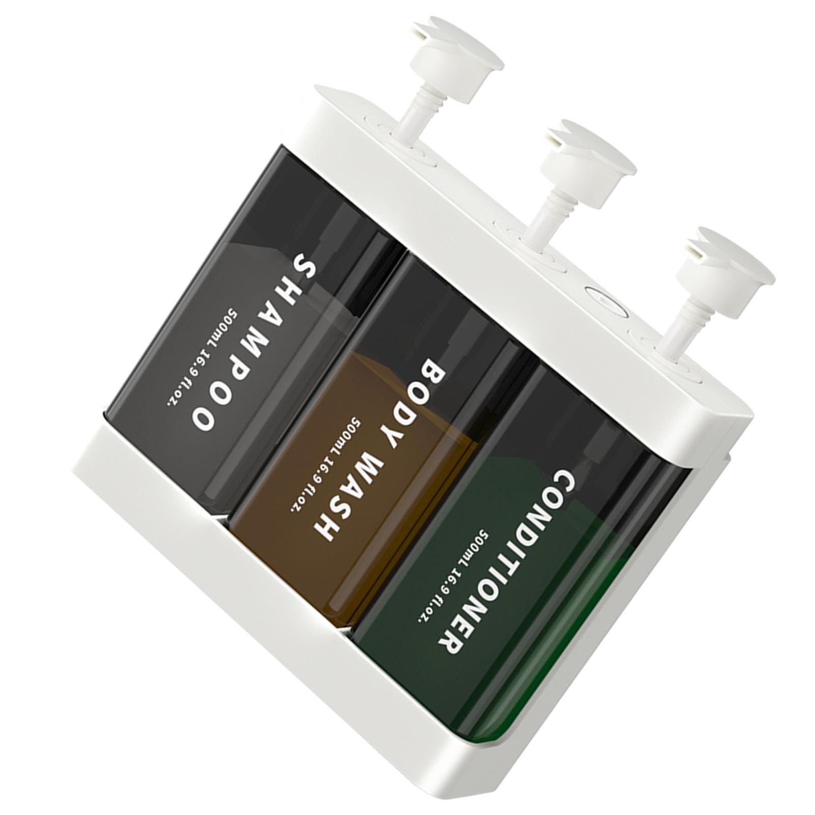 Ejoyous Dispenser di Sapone per Shampoo, Materiale ABS, 3 Camere da 1500 Ml, Montaggio a Parete per Bagno e Hotel (WHITE)