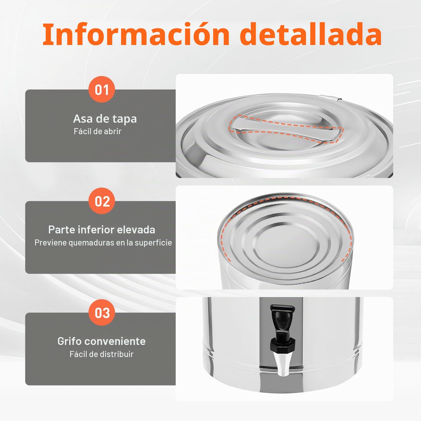Recipiente térmico de acero inoxidable de 20 litros, dispensador de bebidas, transportador de sopa aislado con tapa para comedores escolares, restaurantes, fiestas, picnics al aire libre y