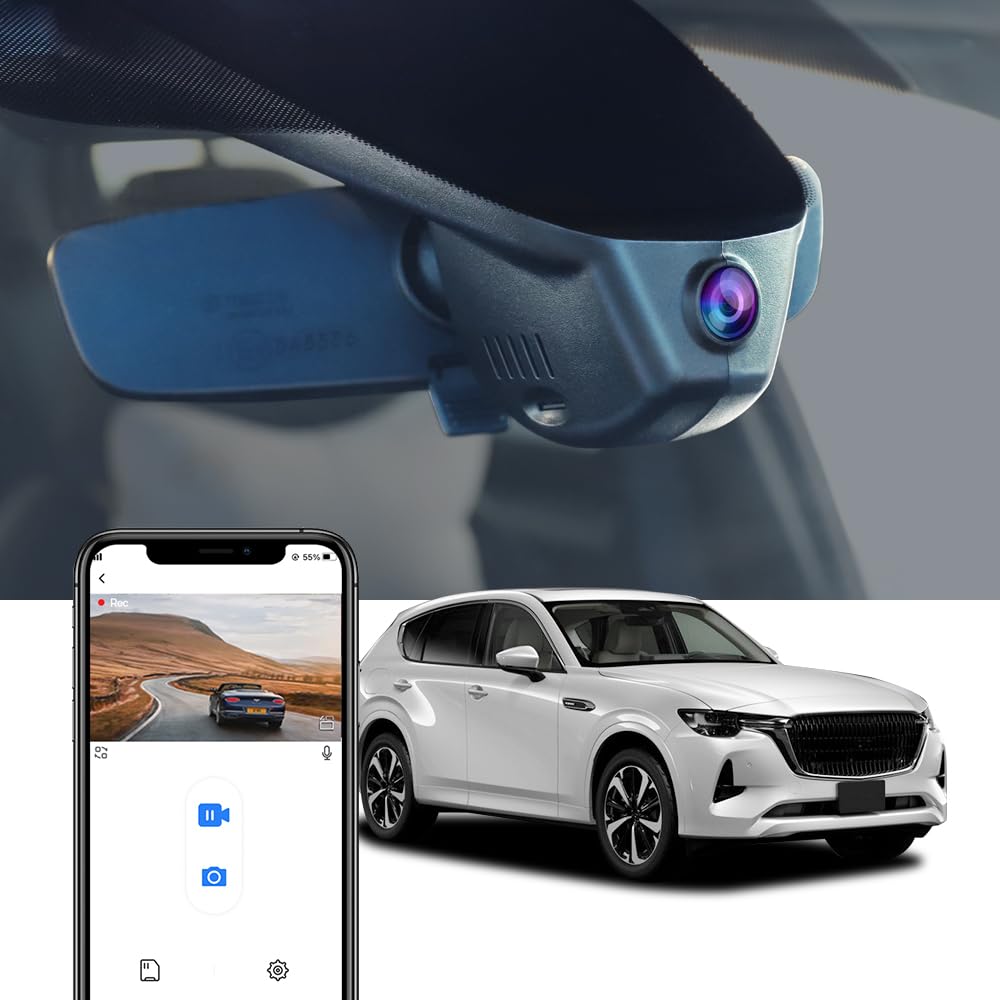 Fitcamx Dashcam Compatible avec Mazda CX-60 CX60 2022-2026 (HD2-6607), OEM Caméra de Voiture vidéo 4K UHD WiFi, G-Senseur, Vision Nocturne, Enregistrement en Boucle, WDR, Plug & Play, Carte 64 Go