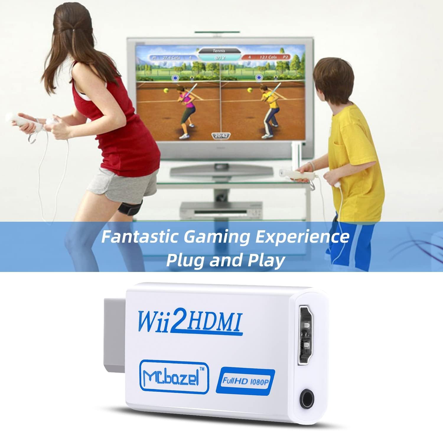 Wii to HDMI Converter, Wii to HDMI Adapter with 1080P/720P HD Output Video & 3.5mm Jack Audio Converter Adapter, Supports All Wii Display Modes (Withe), WII2HD - 5