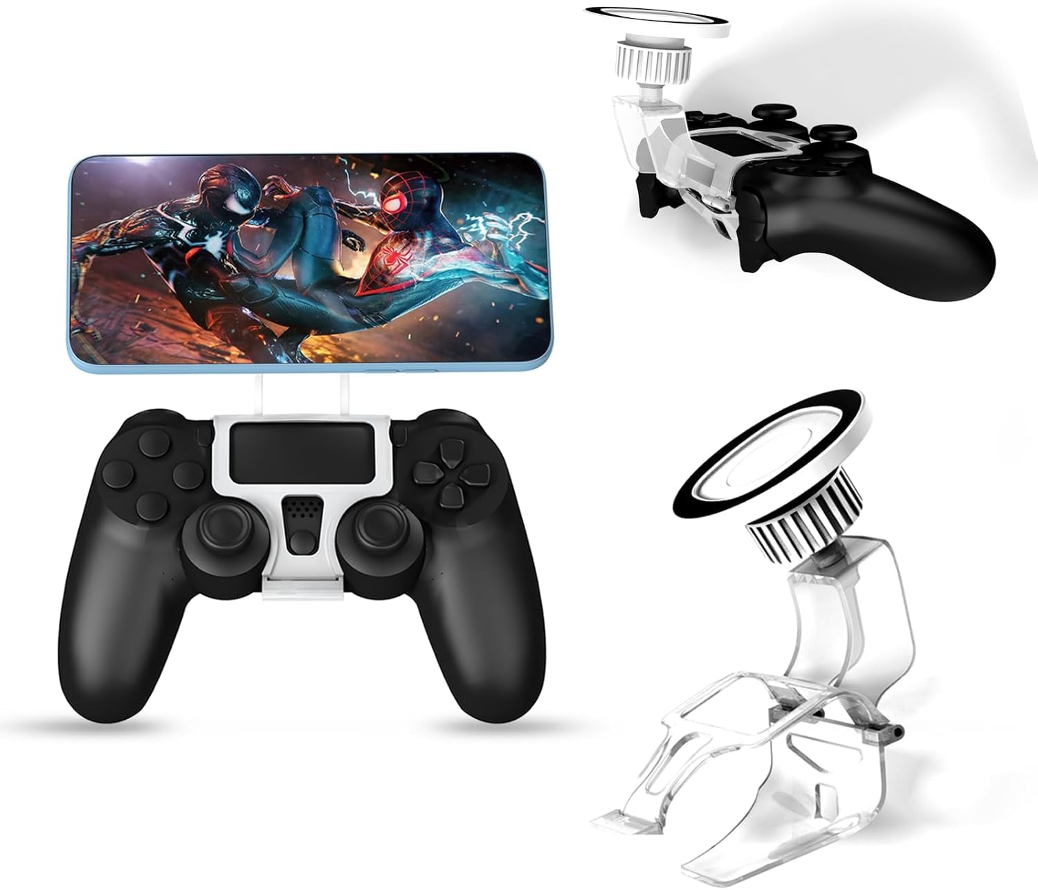 Magnetic Phone Mount for PS4 DualShock 4 Controller, MagSafe Gaming Clip for iPhone and Android, Black