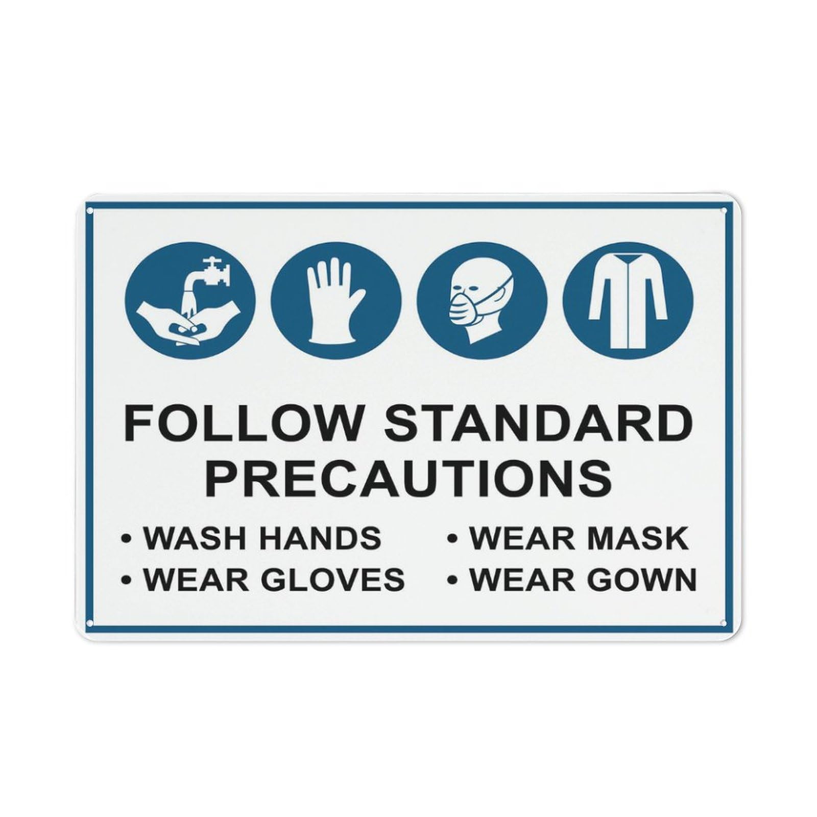 Ppe Follow Standard Precautions Sign Warning Tin Sign Home Kitchen Farm Garden Garage Wall Decor 12X8Inch