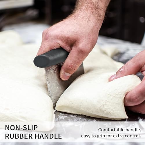 Miniatura 4 de Rascador y picador de banco de masa de acero inoxidable, cortador de pastelería para cocina (1 paquete, negro)